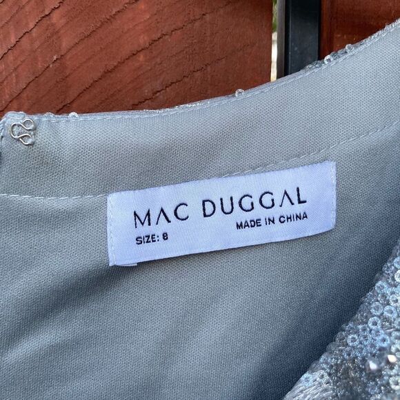 Mac Duggal Jewel Encrusted Long Sleeve Square Neck Gown 20285 NWT - Picture 4 of 9